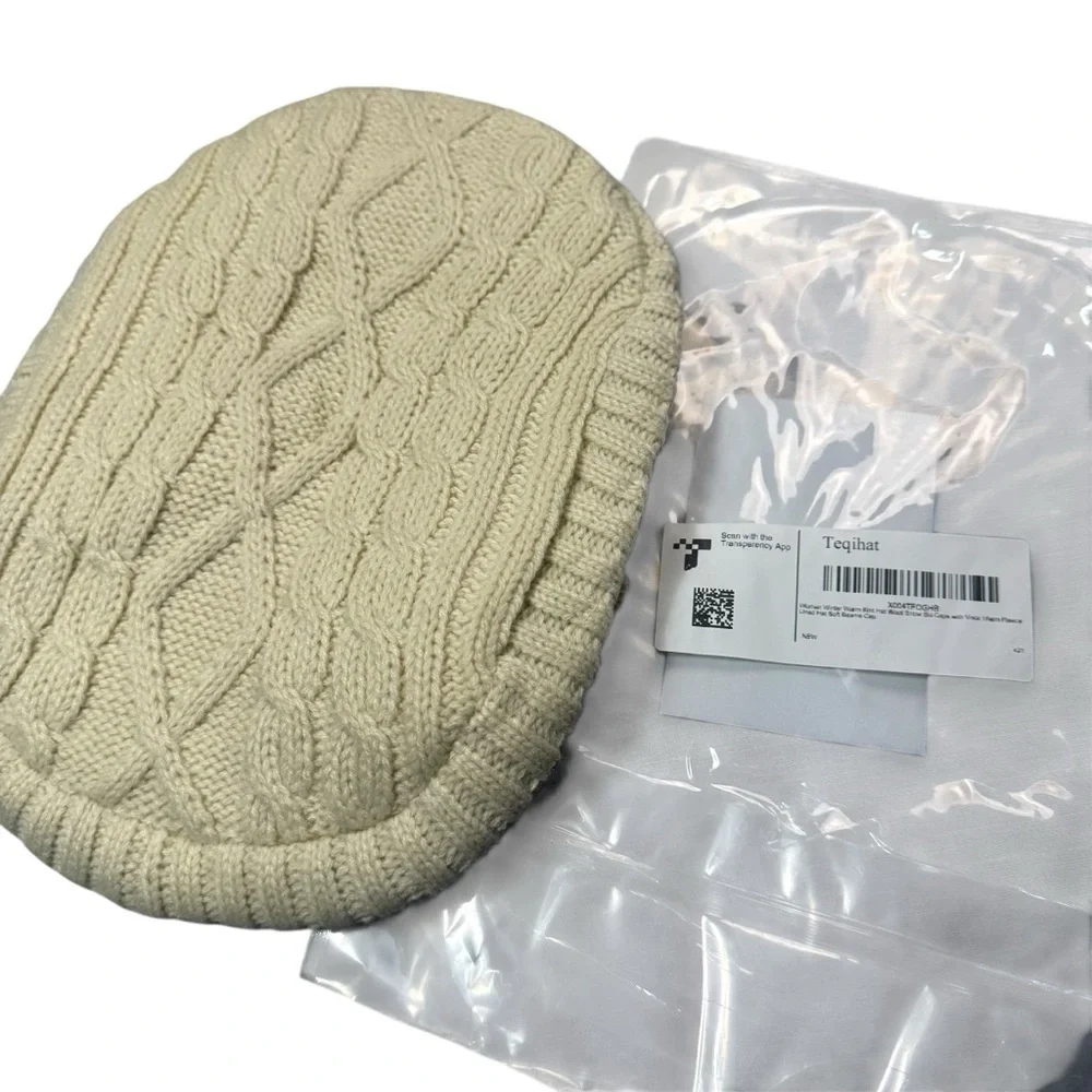 NWT New Teqihat Winter Warm Knit Beige Hat Cap